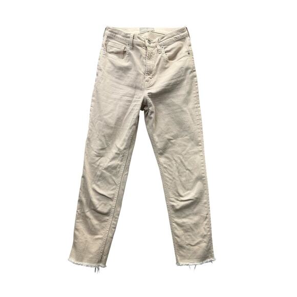 EVERLANE Ankle Jeans Size 28 Raw Frayed Hems White Denim High Rise Straight Leg - Picture 5 of 13